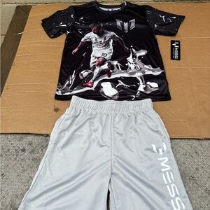 Messi Kids Black and Gray Soccer Jersey Set